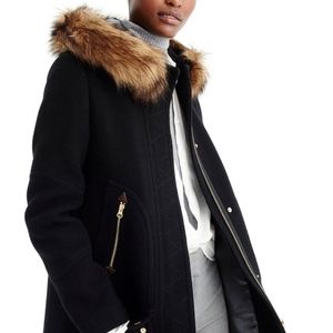 J. Crew Black Fur Chateau Parka